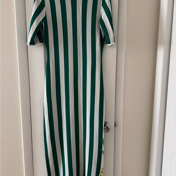 STAUD Bermuda Green White Striped Compact-Knit Dress Size L - Picture 7 of 15